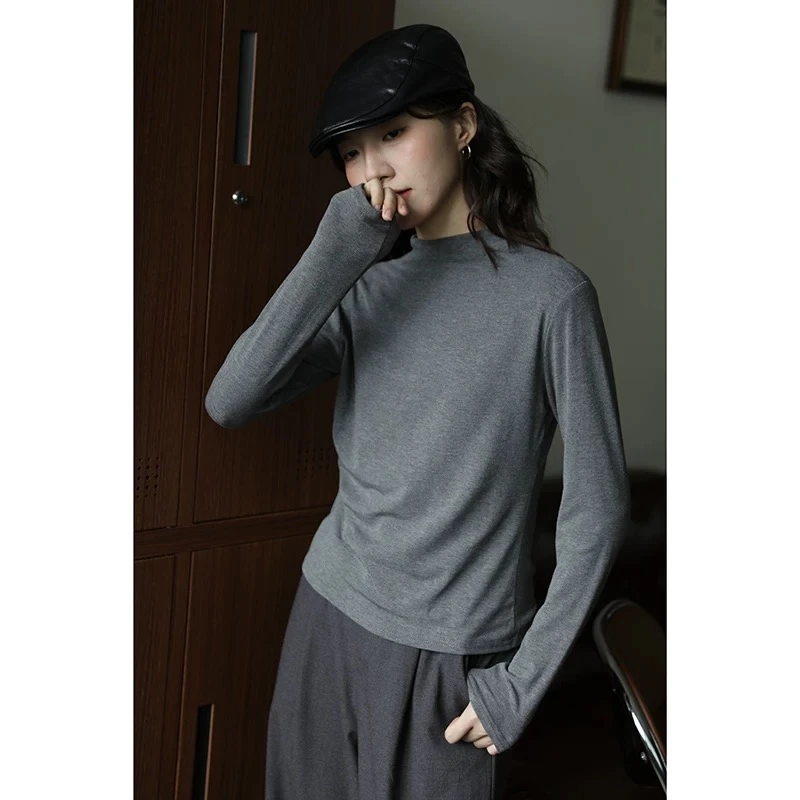 新款！半高领无锁边长袖内搭打底衫ZJ007