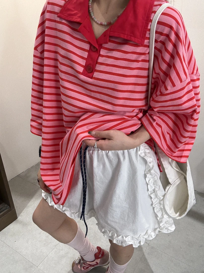 韩版新款阔腿裤透气纯色花边夏季短裤