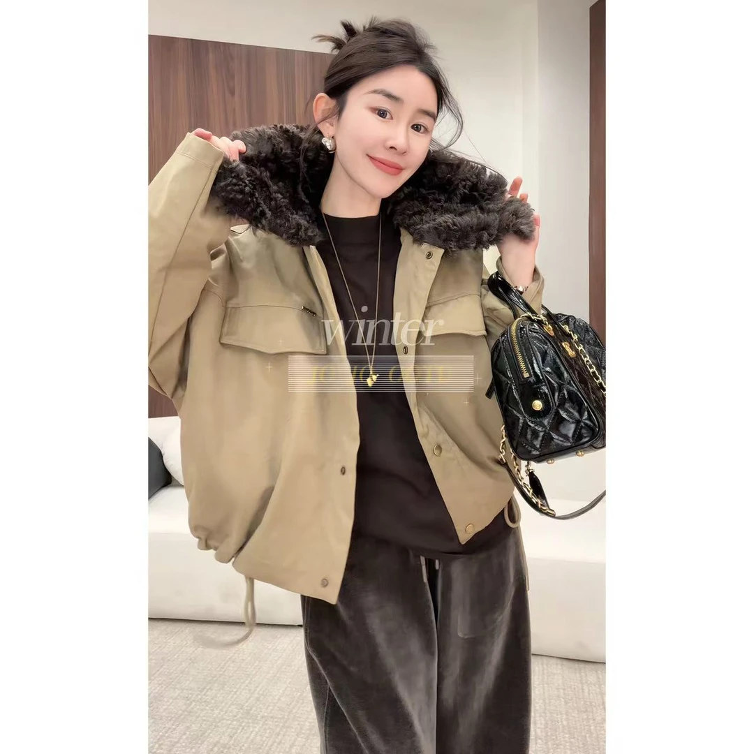 玖了个玖 2025冬季新款高级感复古时尚大翻领夹克羽绒服2511C7594