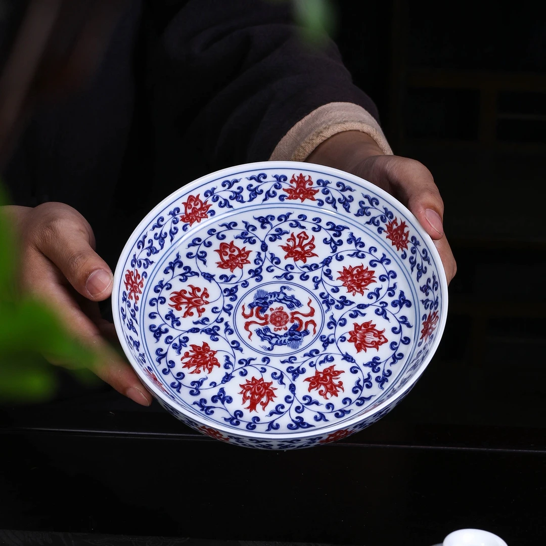 景德镇七丞堂釉里红壶承茶盘干泡纯手工陶瓷白瓷家用复古单人茶艺