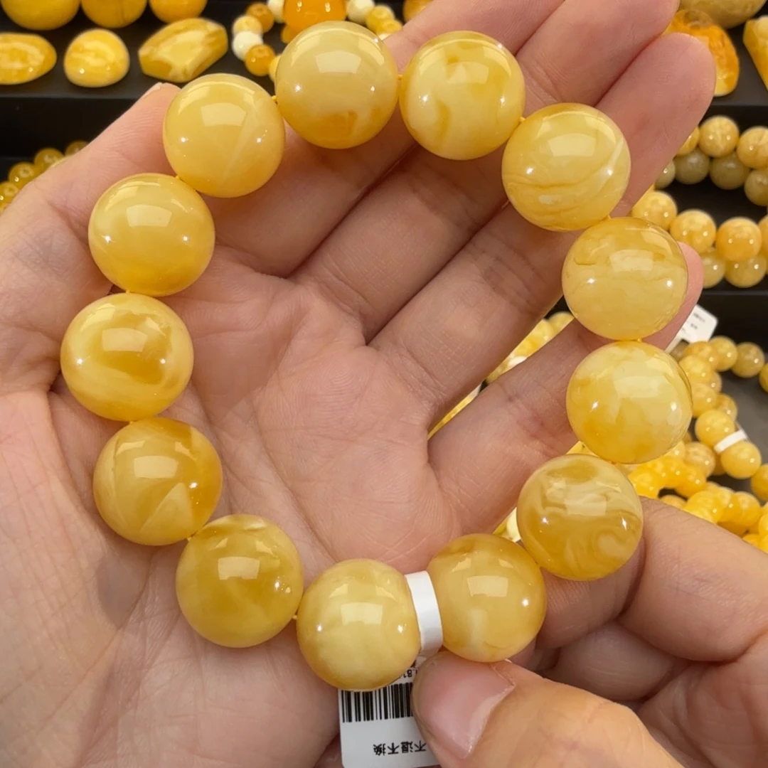 琥珀未镶嵌裸石俄料17MM白花蜡