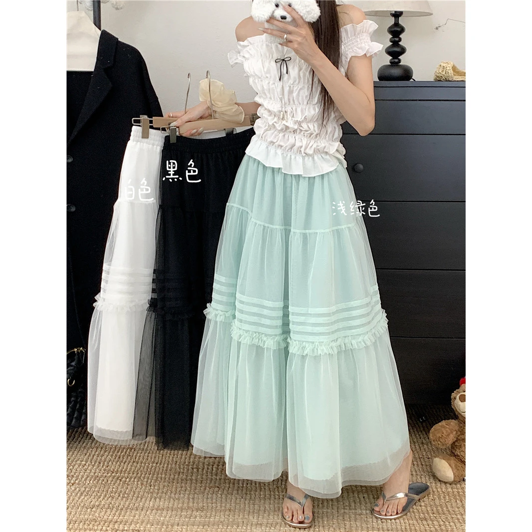 大码2025重工网纱半身裙女春夏新款高级感气质蓬蓬蛋糕长裙