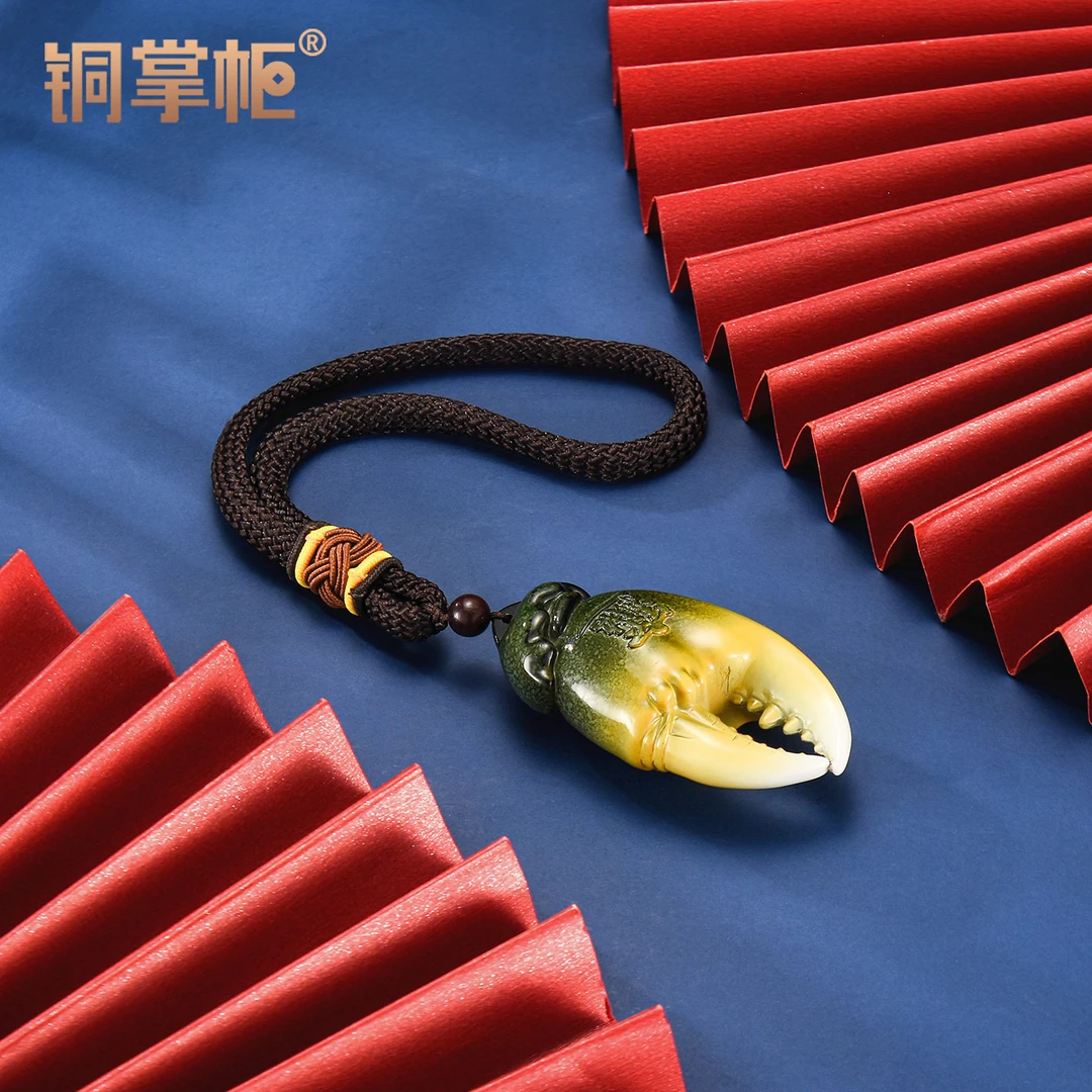 铜掌柜手中有钱螃蟹钳纯黄铜手把件创意把玩送男友解压治愈小摆件