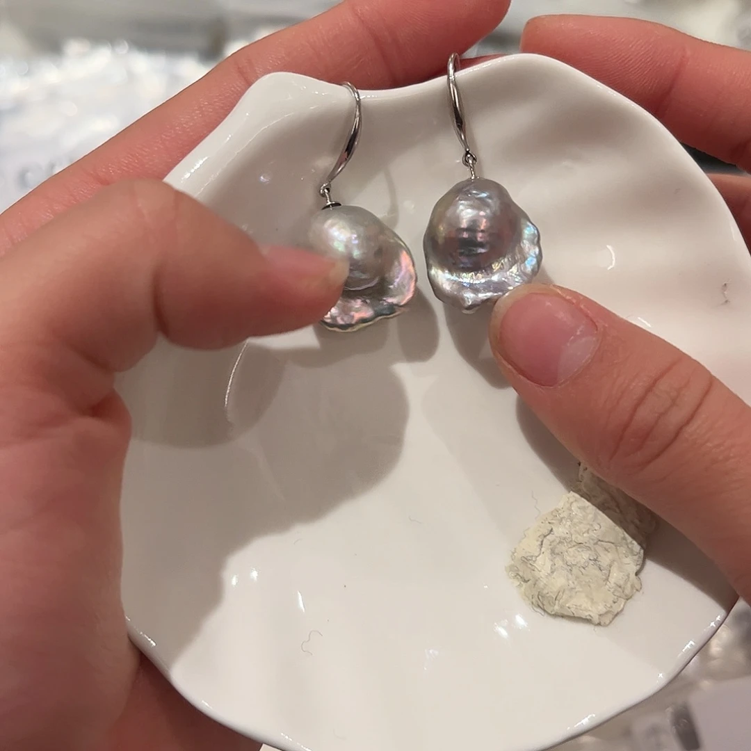 淡水珍珠耳饰银S925镶嵌