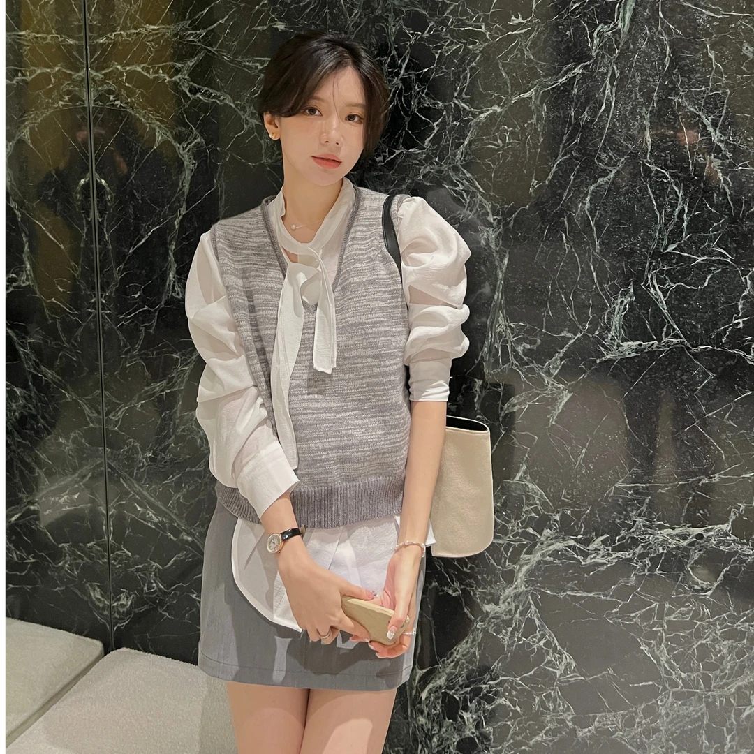 【芝士Cheese】柏尔斯少女 渐变晕染马甲法式气质减龄撞色百搭秋季