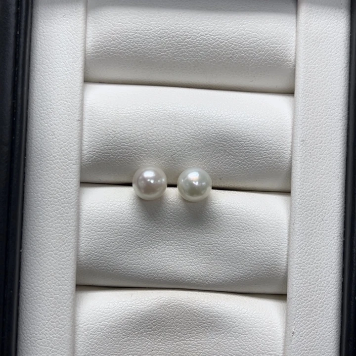 耳饰银S925镶嵌海水珍珠AK7-8mm1号