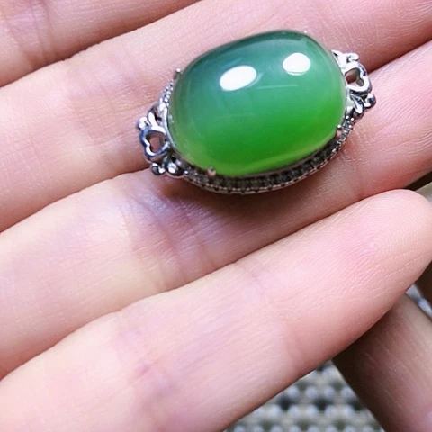 和田玉银S925镶嵌戒指