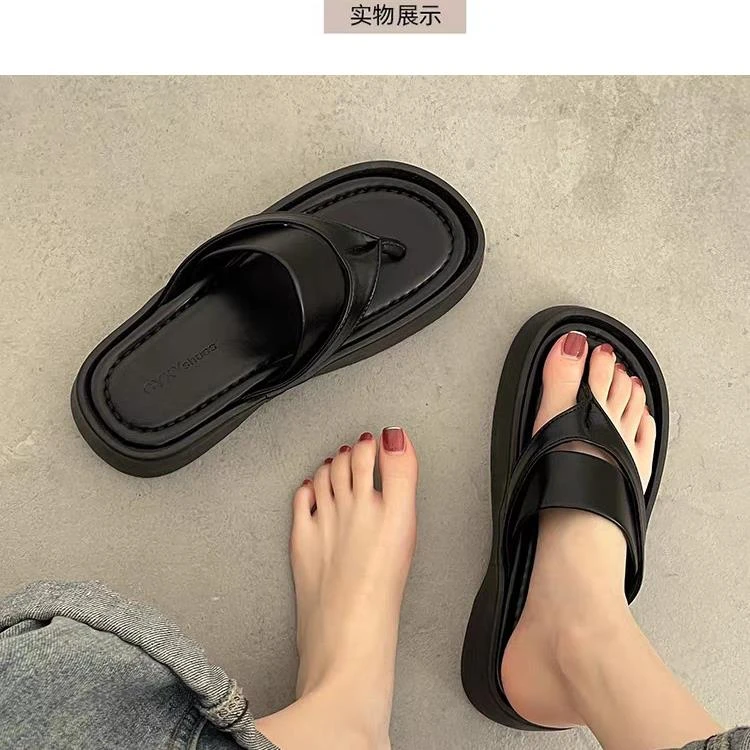 网红厚底凉拖鞋女夏季外穿=新款高级感法式沙滩海边夹脚人字拖599