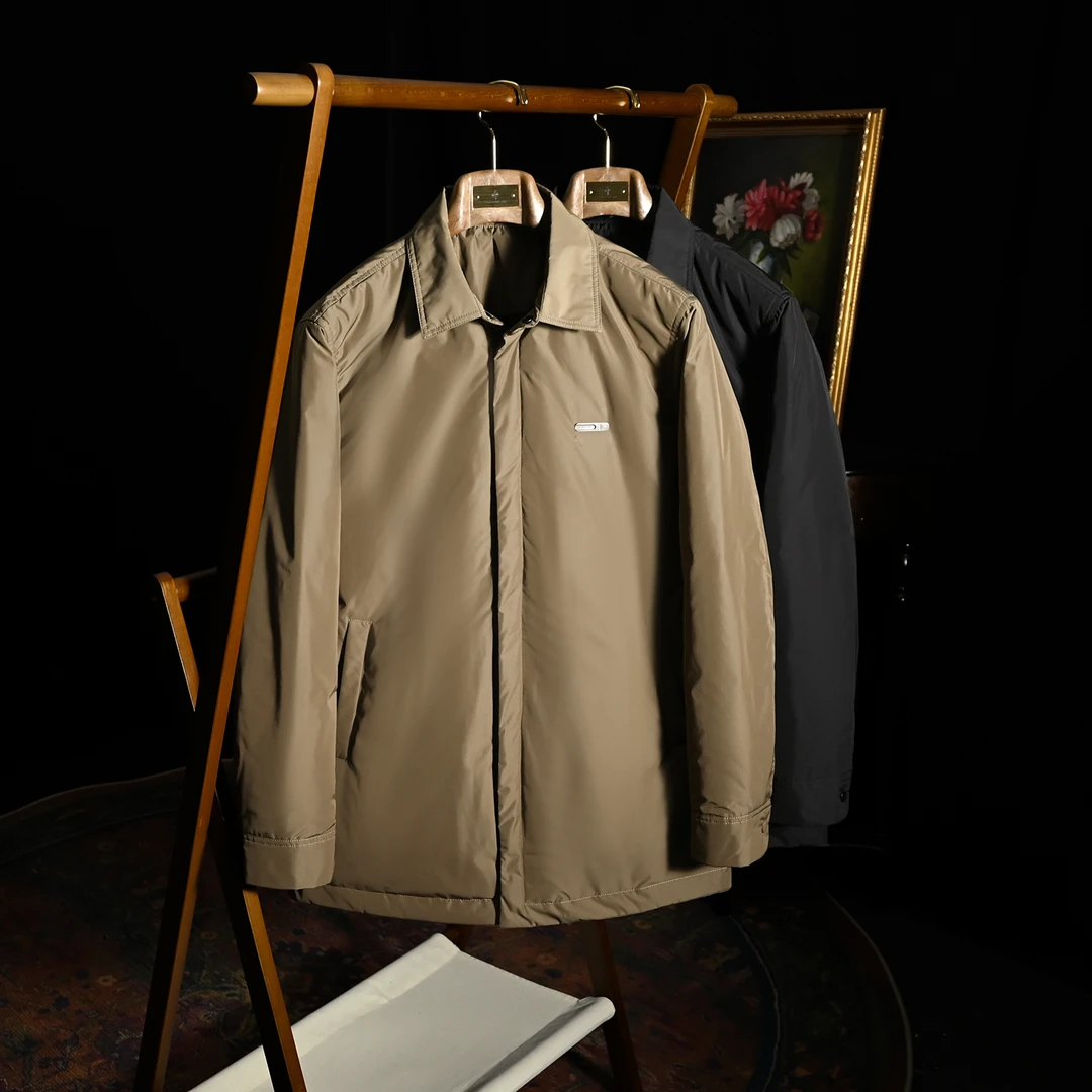 SARTORIA那不勒斯商务高端90白鸭绒中长款翻领羽绒服老钱风外套男