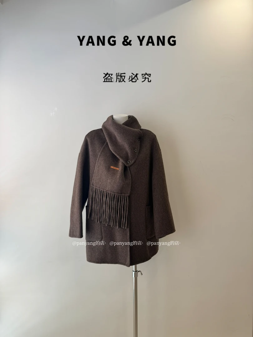 YANG YANG 气质慵懒围巾款羊毛大衣 88Y26