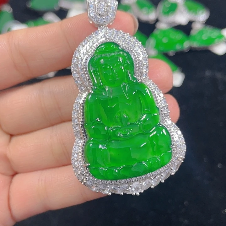 翡翠银S925镶嵌吊坠(不含链)