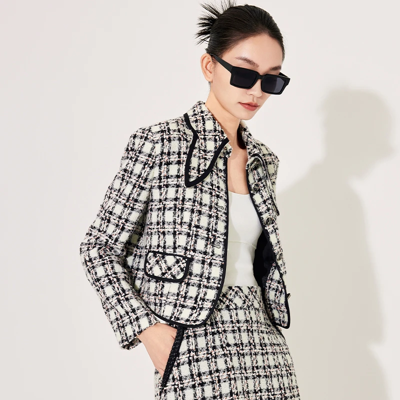 编织小香风毛呢外套法式浪漫短上衣161G1101