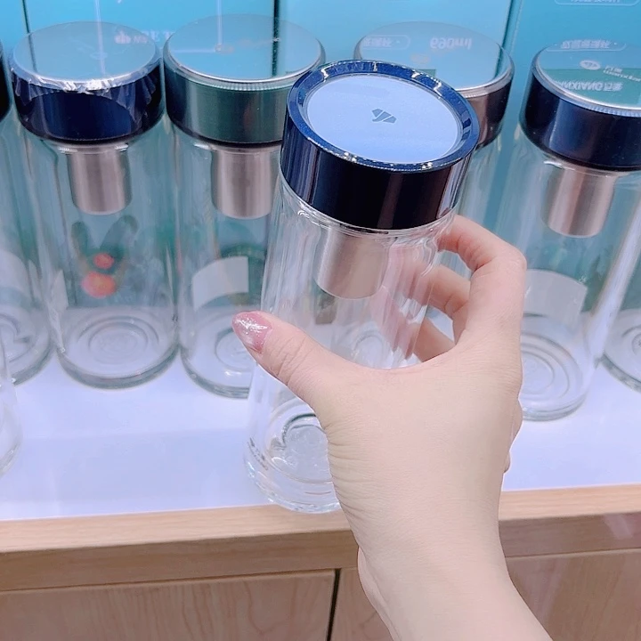 万象品牌双层玻璃杯V147SL-310毫升蓝黑