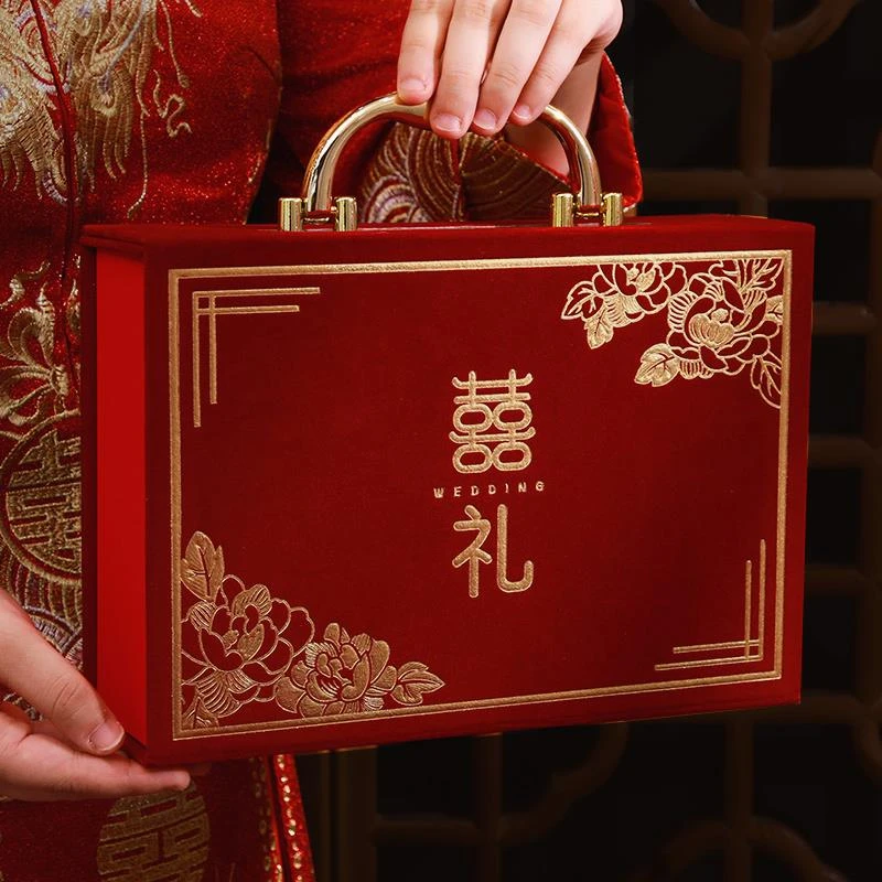 彩礼钱盒子订婚彩礼箱现金彩礼盒结婚提亲10万20万彩礼礼金收纳箱