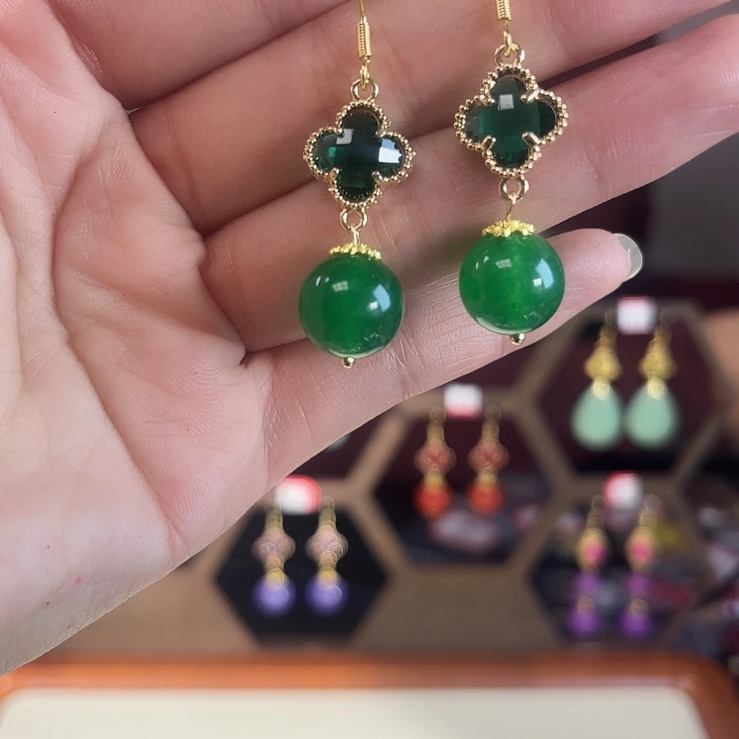 珐琅合金925银耳饰