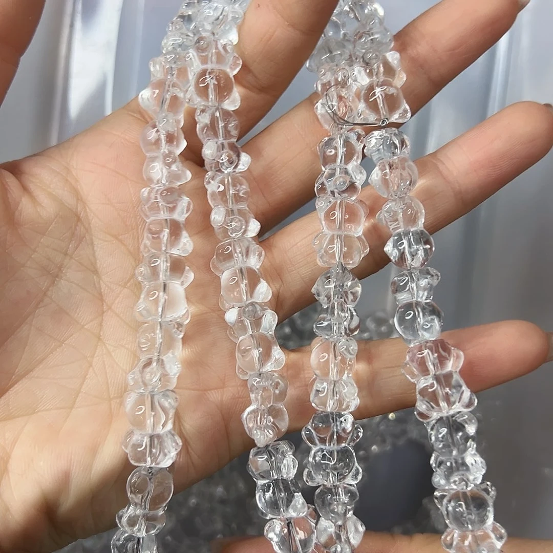 玛瑙/玉髓合金珠宝半成品，压电白水晶熊大长条