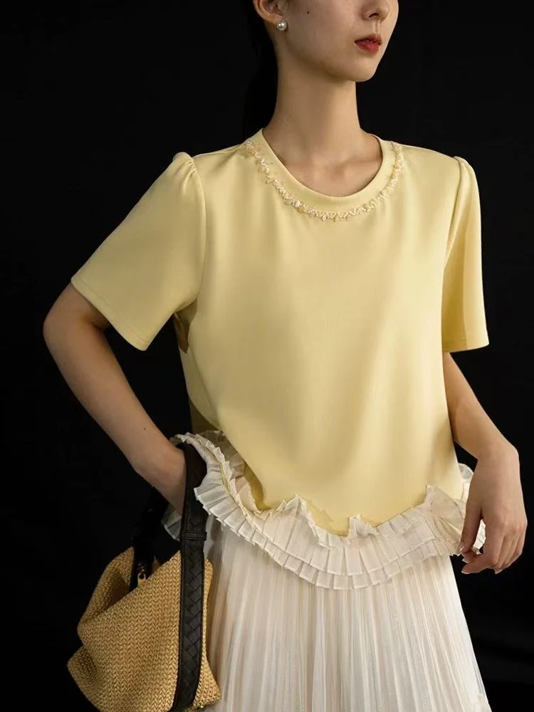 【南油钱多多严选】钉珠圆领上衣