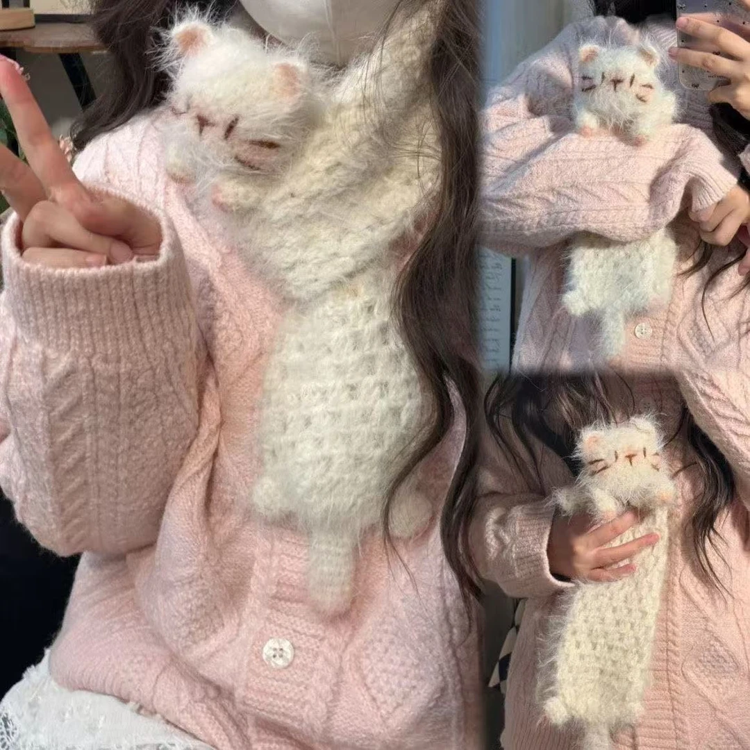 【甜星】手工编织暹罗猫围巾diy材料包毛线围脖钩针送女男朋友礼物