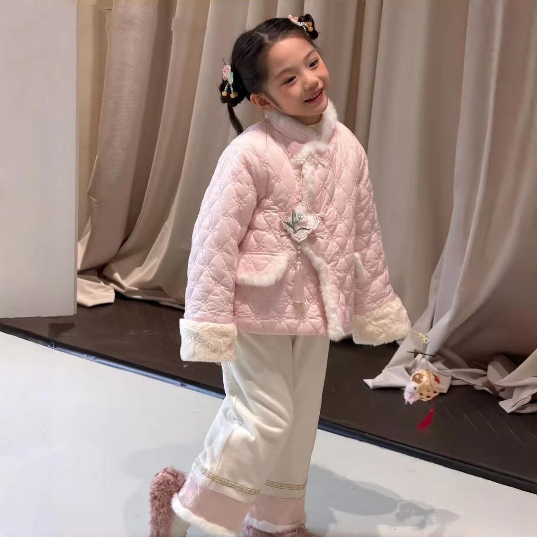 「听雨画弦」女童棉服2025冬季新中式中国风儿童加厚保暖汉服-Y3632