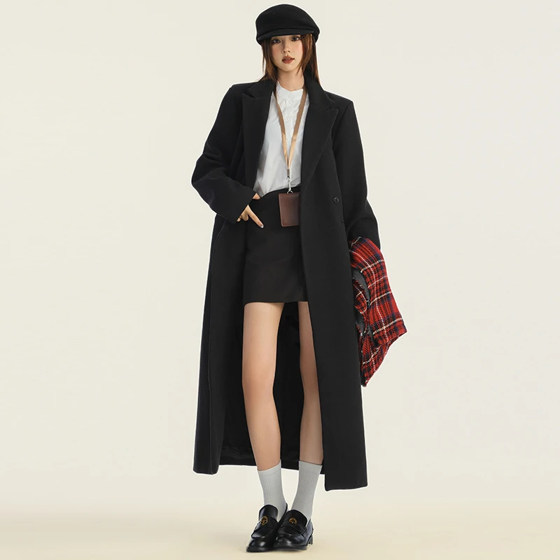 九月秋冬新款韩版显瘦过膝长款灰色毛呢外套女高级感气质百搭大衣