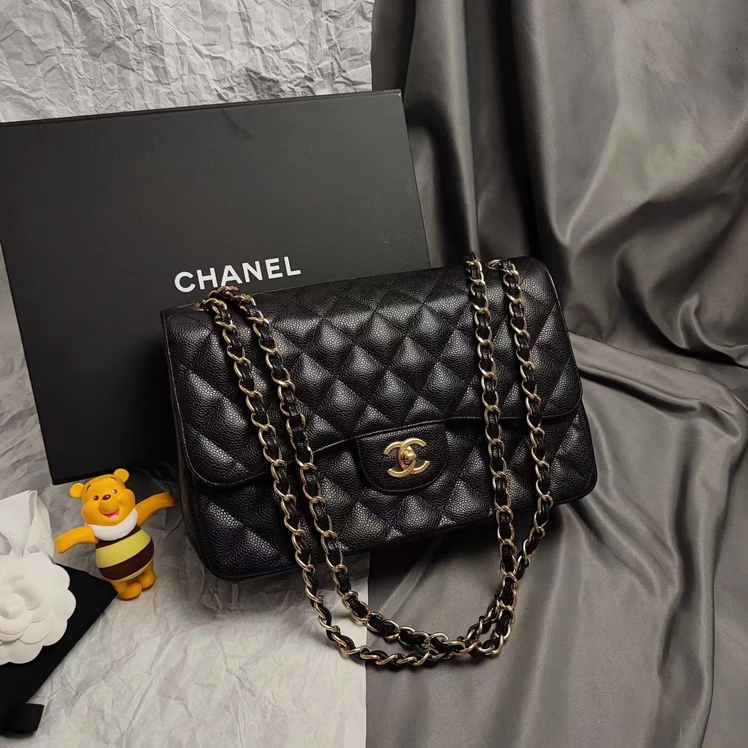 99新 Chanel/香奈儿 【文子姐专属】F005/黑金JUMBO单肩包/FB