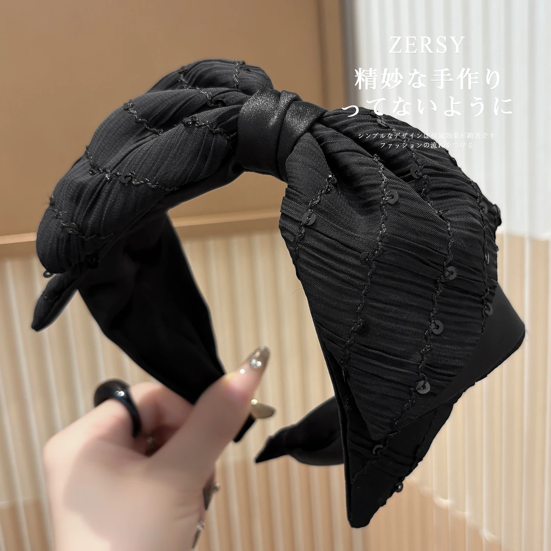 亮片蝴蝶结高颅顶发箍女高级感洋气时尚头箍日常外戴洗脸压发发卡