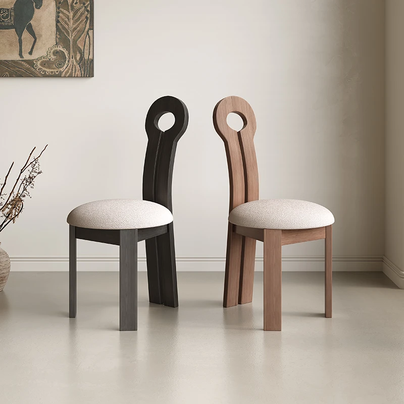 法式复中古风椅子家用全实木白蜡木钥匙椅餐椅设计师椅子高靠背椅