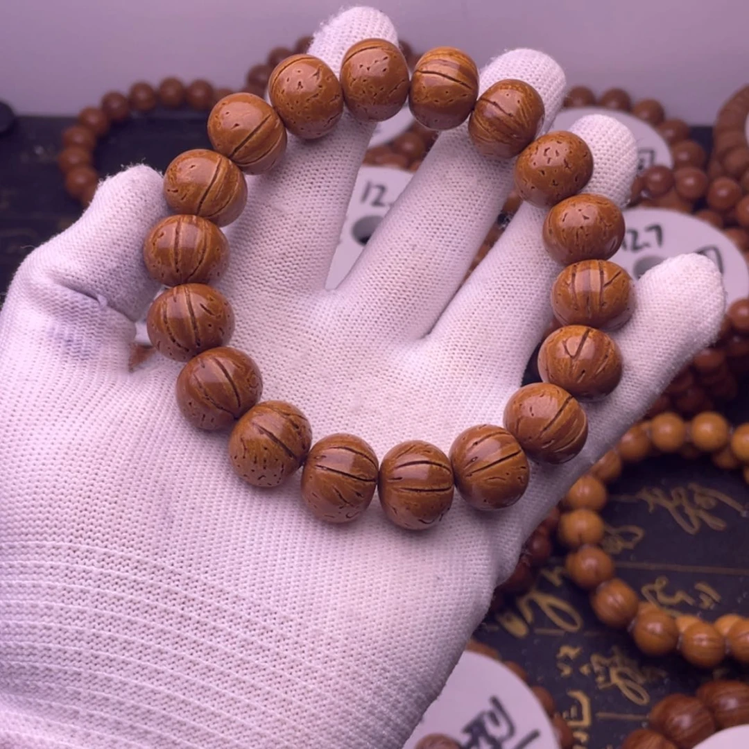 【闪购商品】吊坠桃核贪***～16脑纹桃核苹果圆光珠