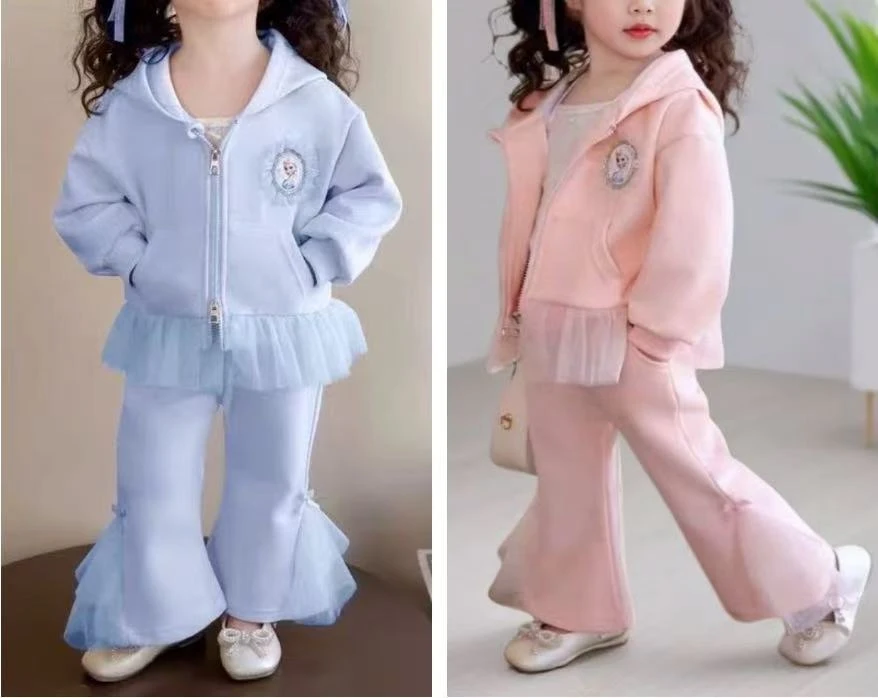 蓝 女童套装春装新款洋气时髦宝宝公主儿童衣服两件套春秋季C52