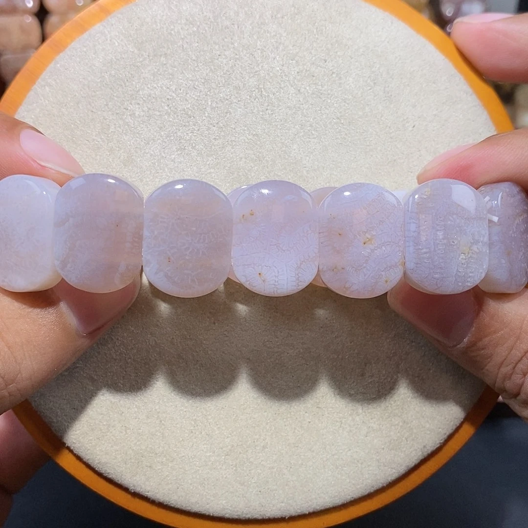 硅化珊瑚（珊瑚玉）手串未镶嵌紫冰脑纹49