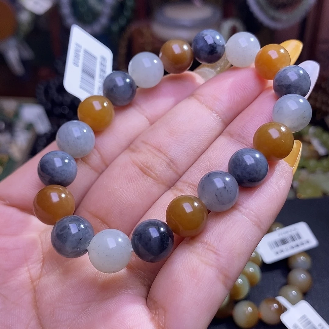 和田玉未镶嵌颈饰青花老矿料约10mm手串