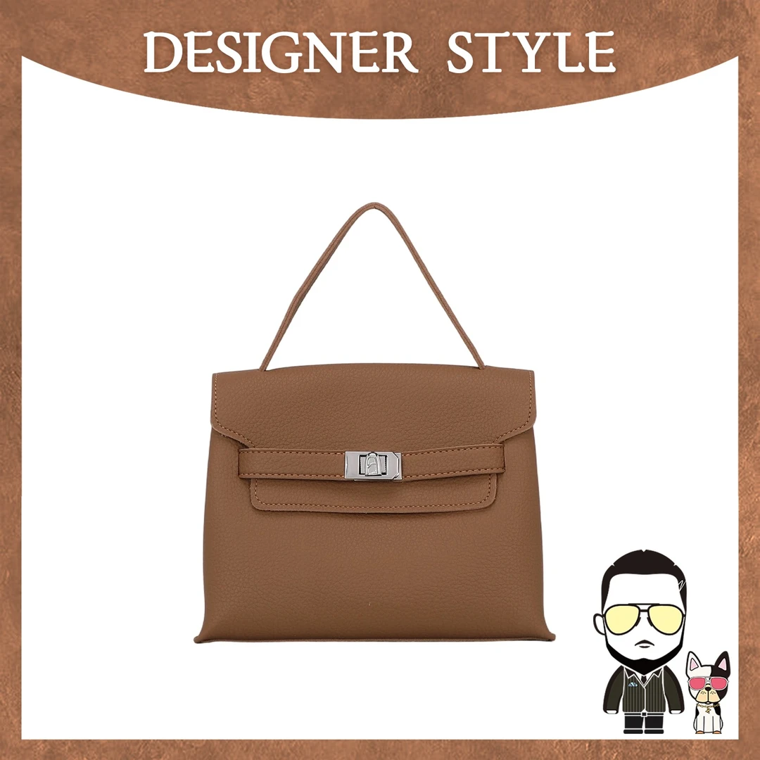 【左九】新款时尚单肩包荔枝纹潮流经典小众小方包9601棕