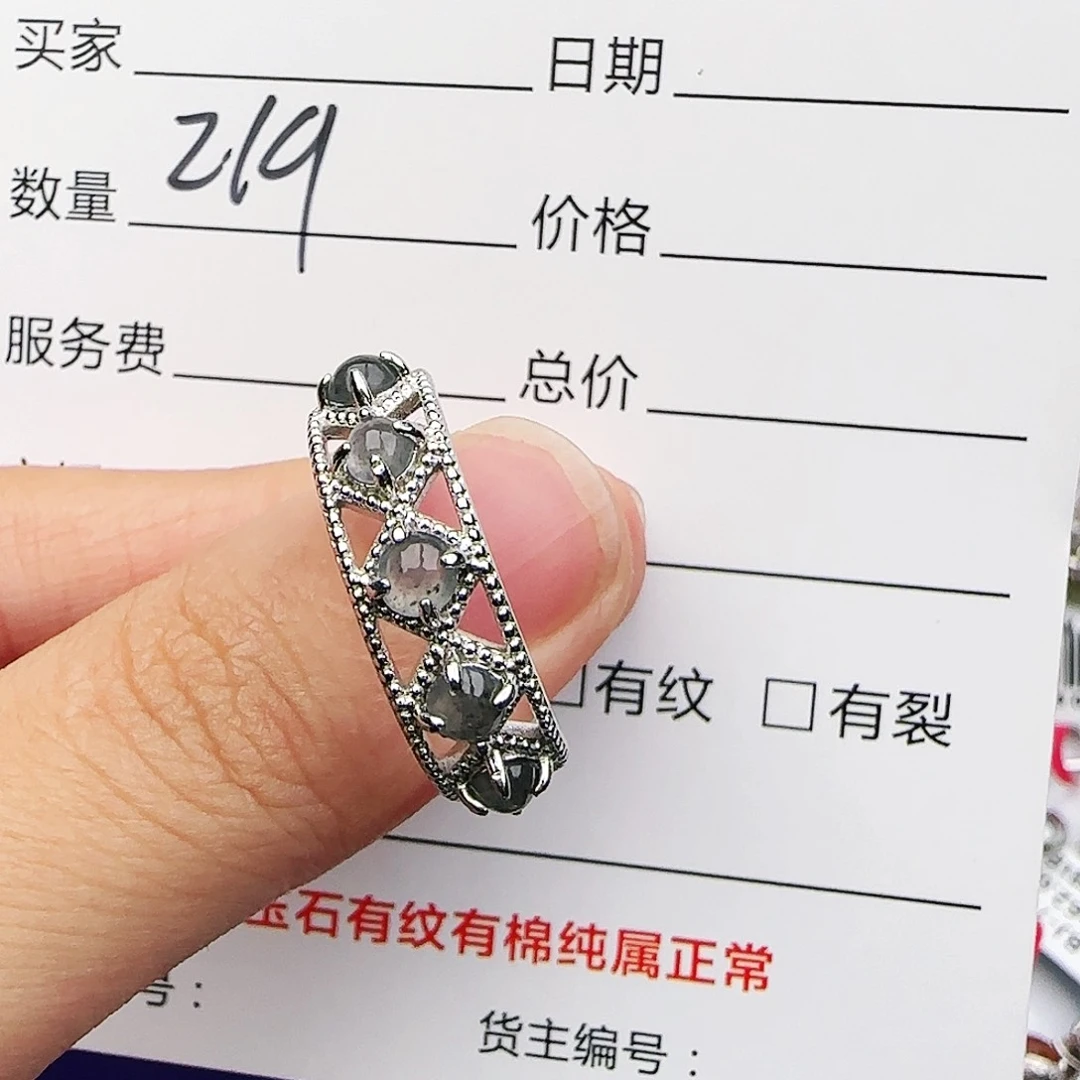 银S925镶嵌戒指翡翠戒指