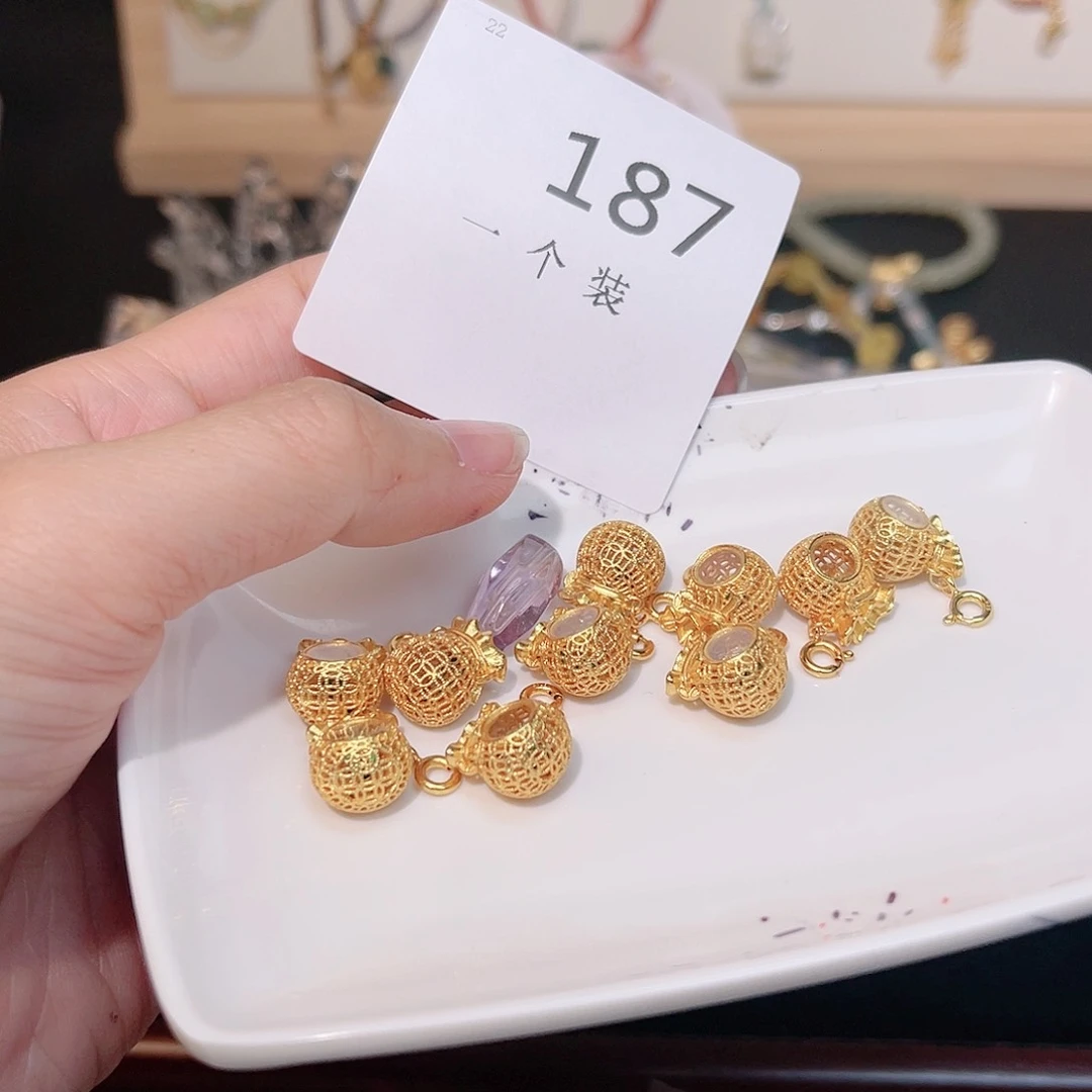 紫晶珠宝半成品银S925镀金镶嵌187