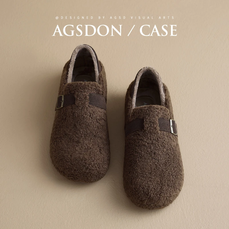 奥古狮登加绒勃肯鞋女2025新款冬季保暖棉鞋全包博肯鞋两用毛毛鞋