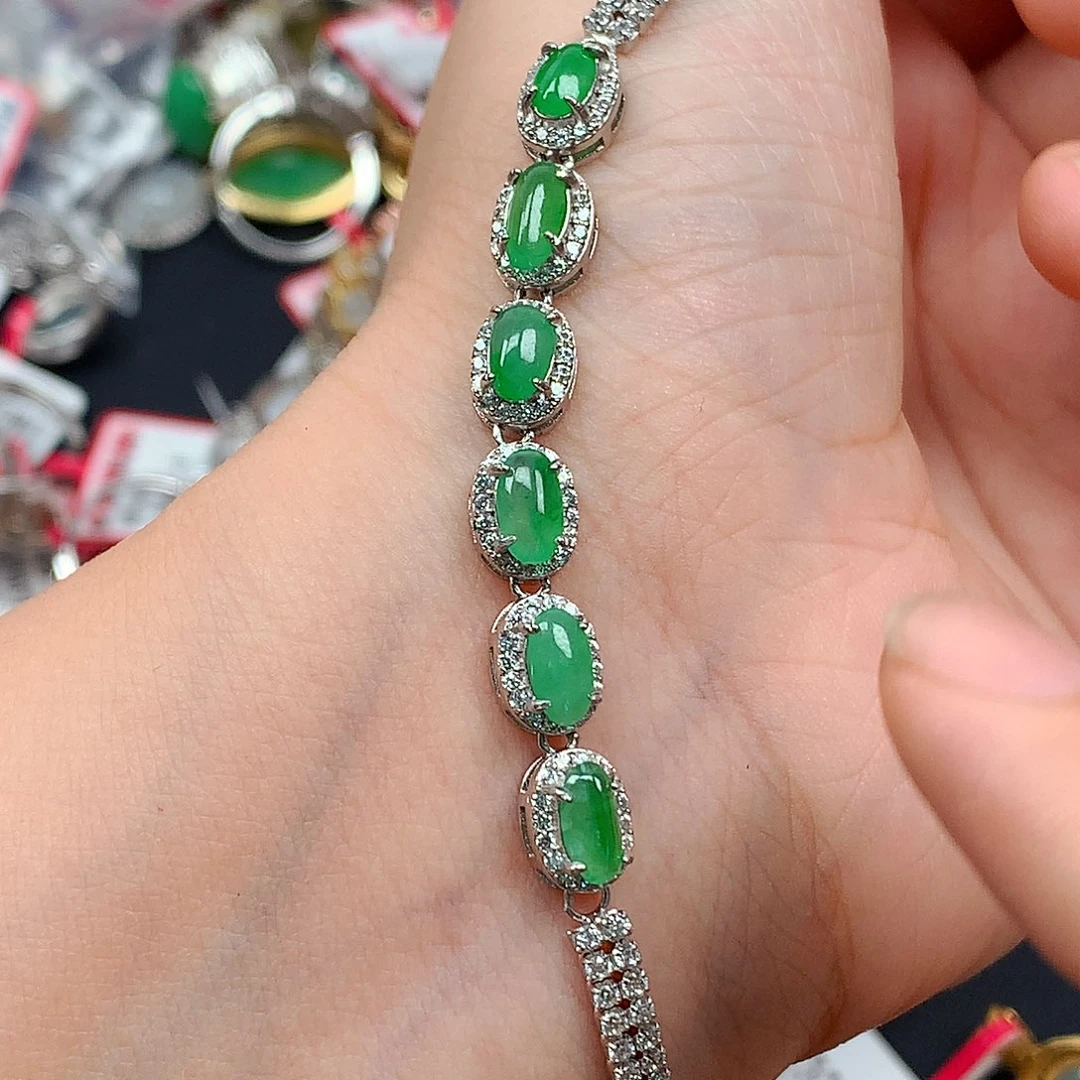 翡翠戒指银S925镶嵌