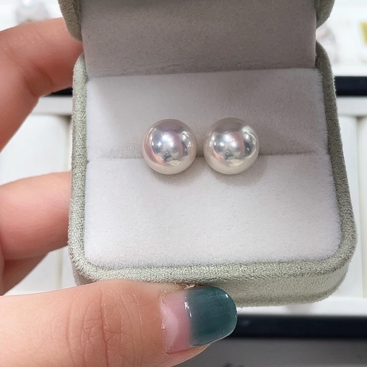 非金属10-11mm正圆近无暇对珠定制