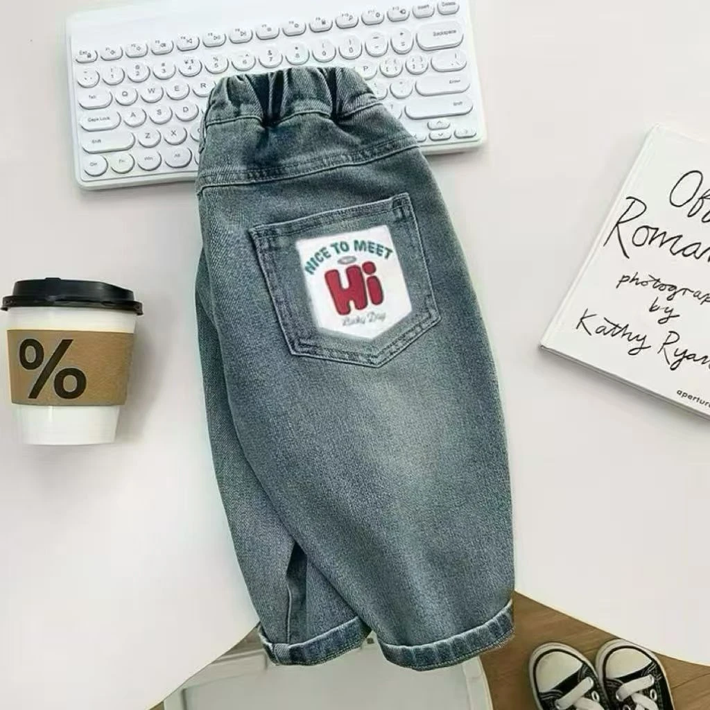 男童女童牛仔裤春秋2025新款小中童休闲韩版洋气儿童宝宝长裤裤子