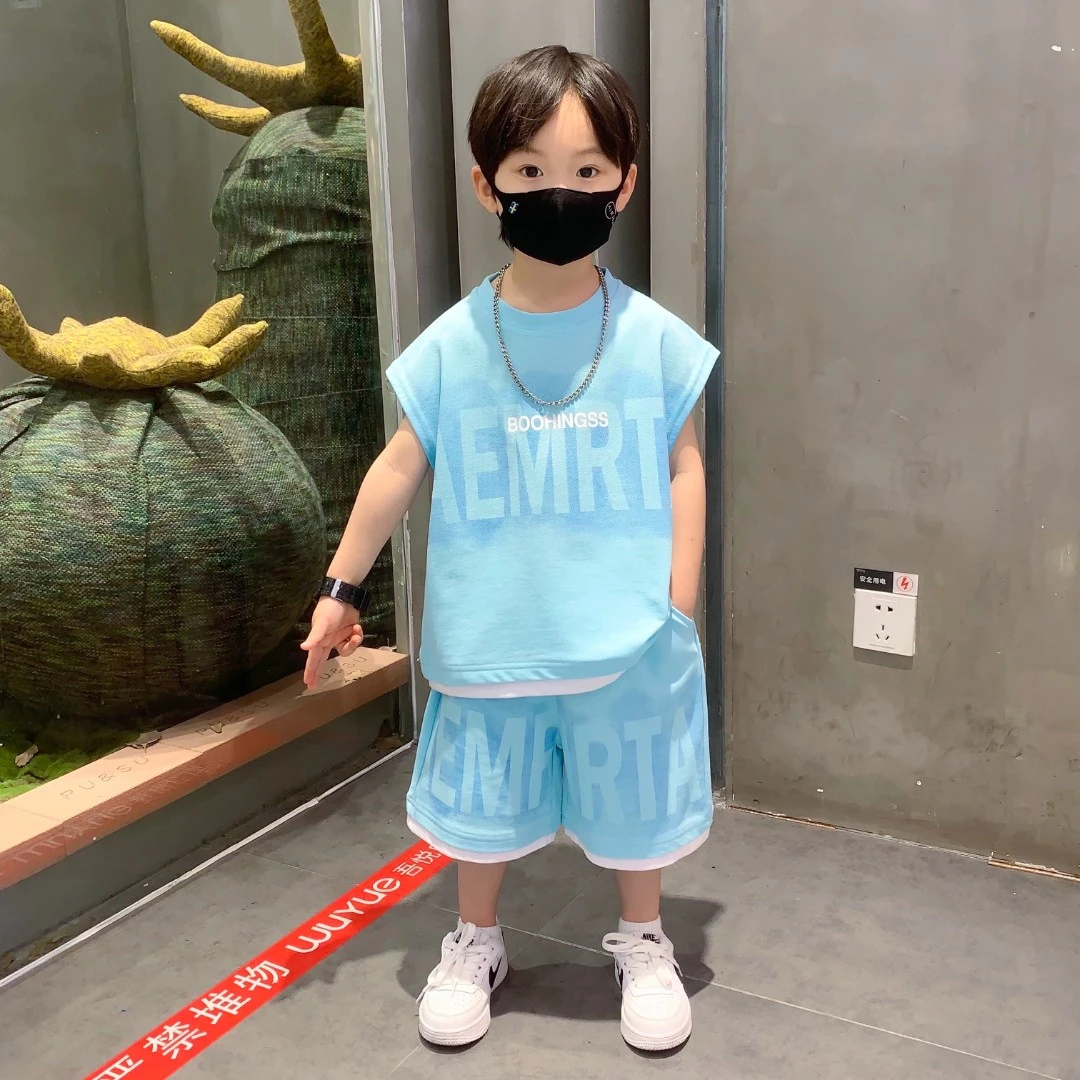 儿童服装2025新款男童夏套装休闲宝宝背心夏装小男孩薄款无袖衣服