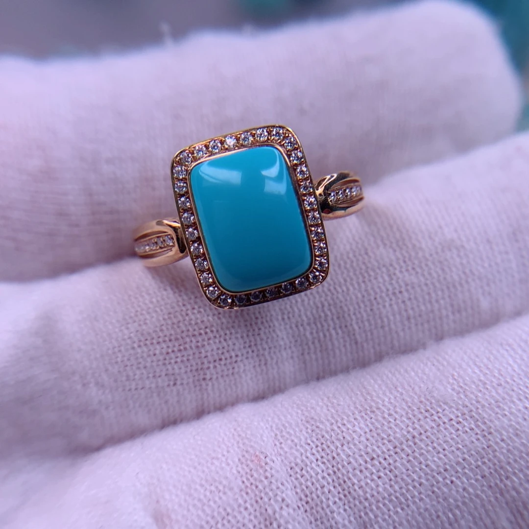 绿松石挂件18K金镶嵌