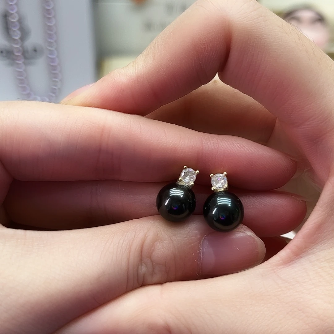 耳饰银S925镶嵌海水珍珠