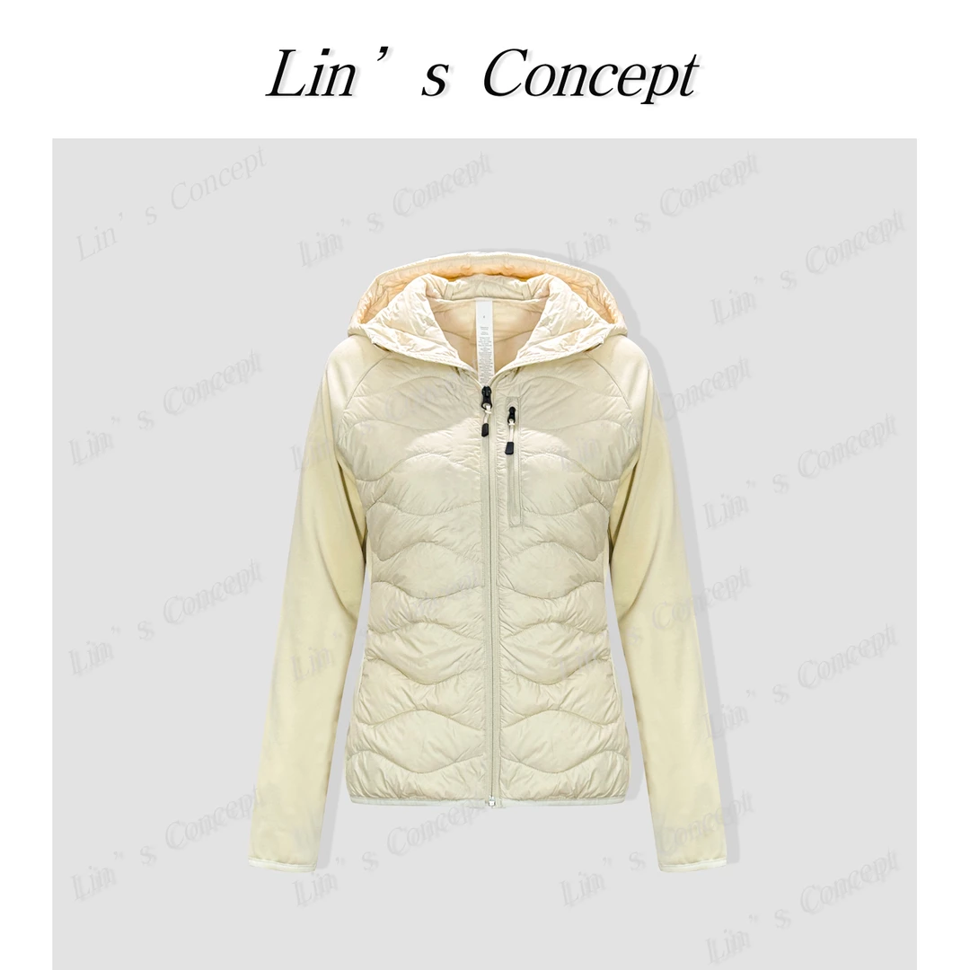 【Lin's concept】设计师拼接连帽轻羽绒DL2406611