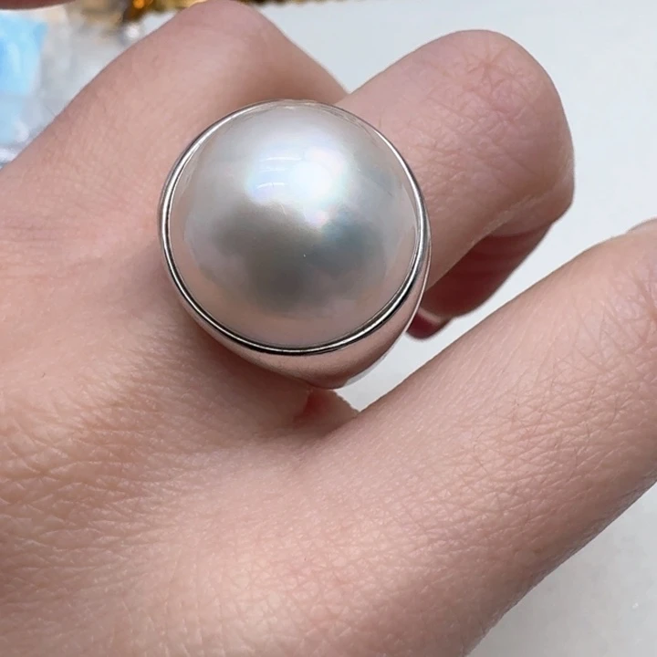 拼合珍珠（马贝珠）戒圈银S925镶嵌