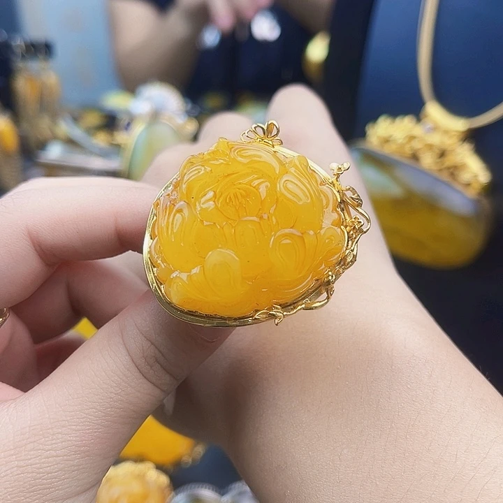 裸石琥珀银S925镶嵌