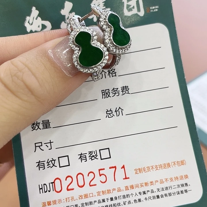 银S925镶嵌翡翠耳饰HDJT0202572