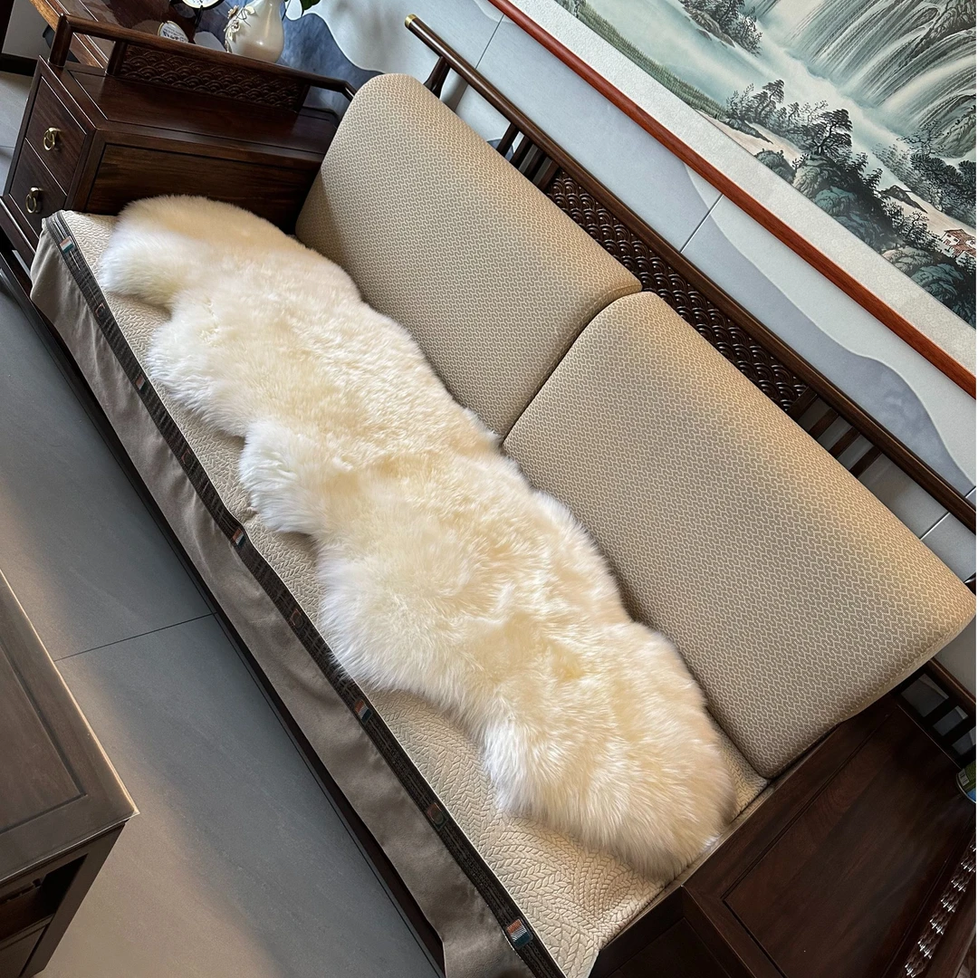 COLLECTION FUR XY象牙白羊毛沙发垫套罩防滑四季款坐垫飘窗垫