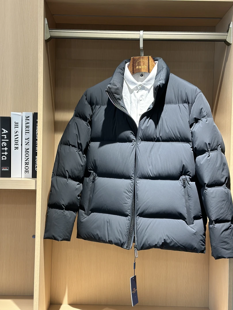 立领休闲羽绒服时尚潮流防风宽松外套冬季男士通勤男士痞帅鸭绒