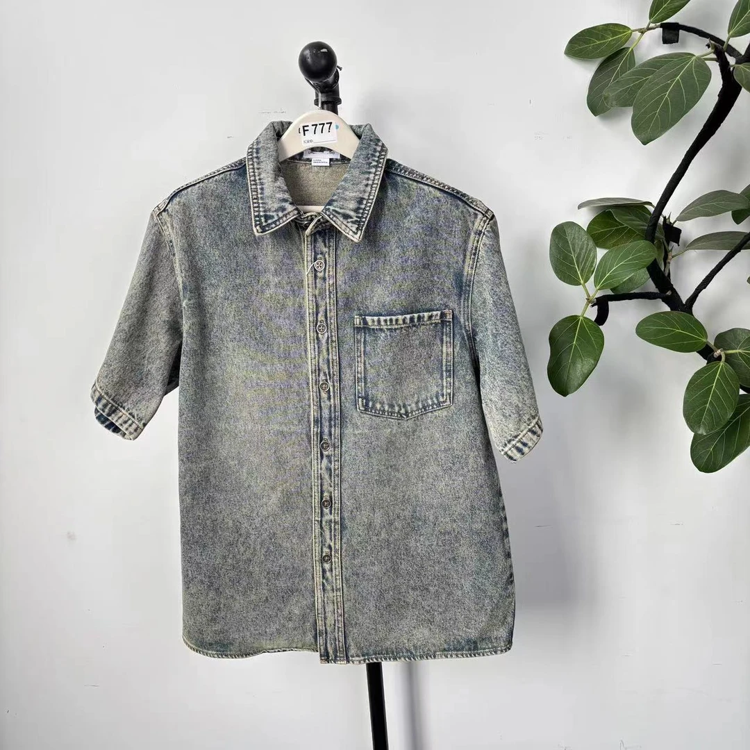 5-9潮牌秋季情侣款时尚复古水洗短袖牛仔外套 50019