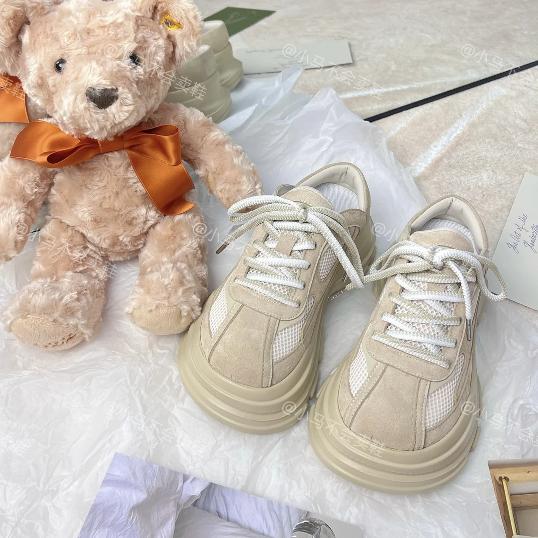 小马家 勃肯鞋厚底增高一脚蹬网面大头老爹鞋休闲鞋半拖鞋情侣款