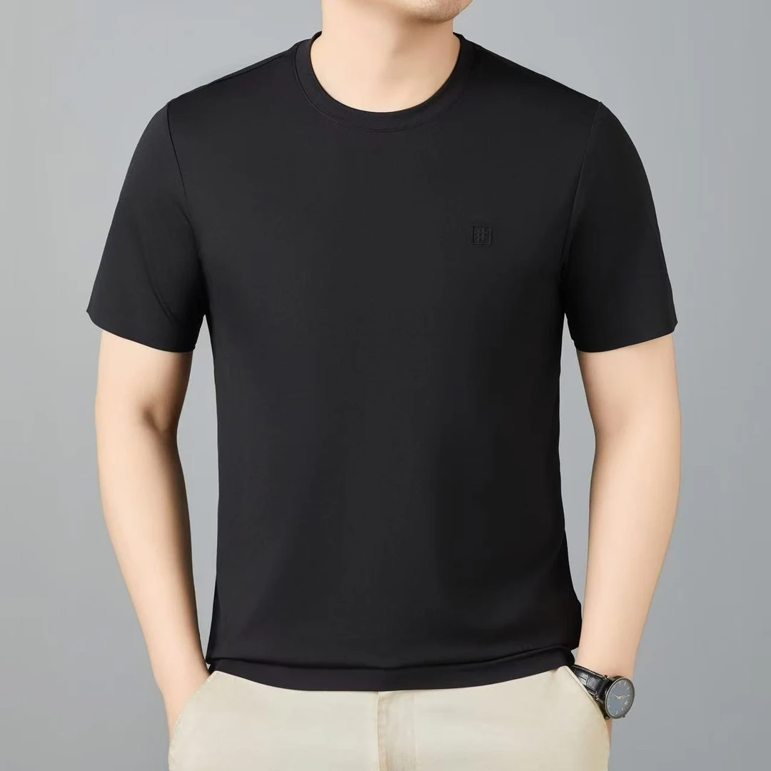 2025男夏新款纯色圆领凉感商务休闲T恤